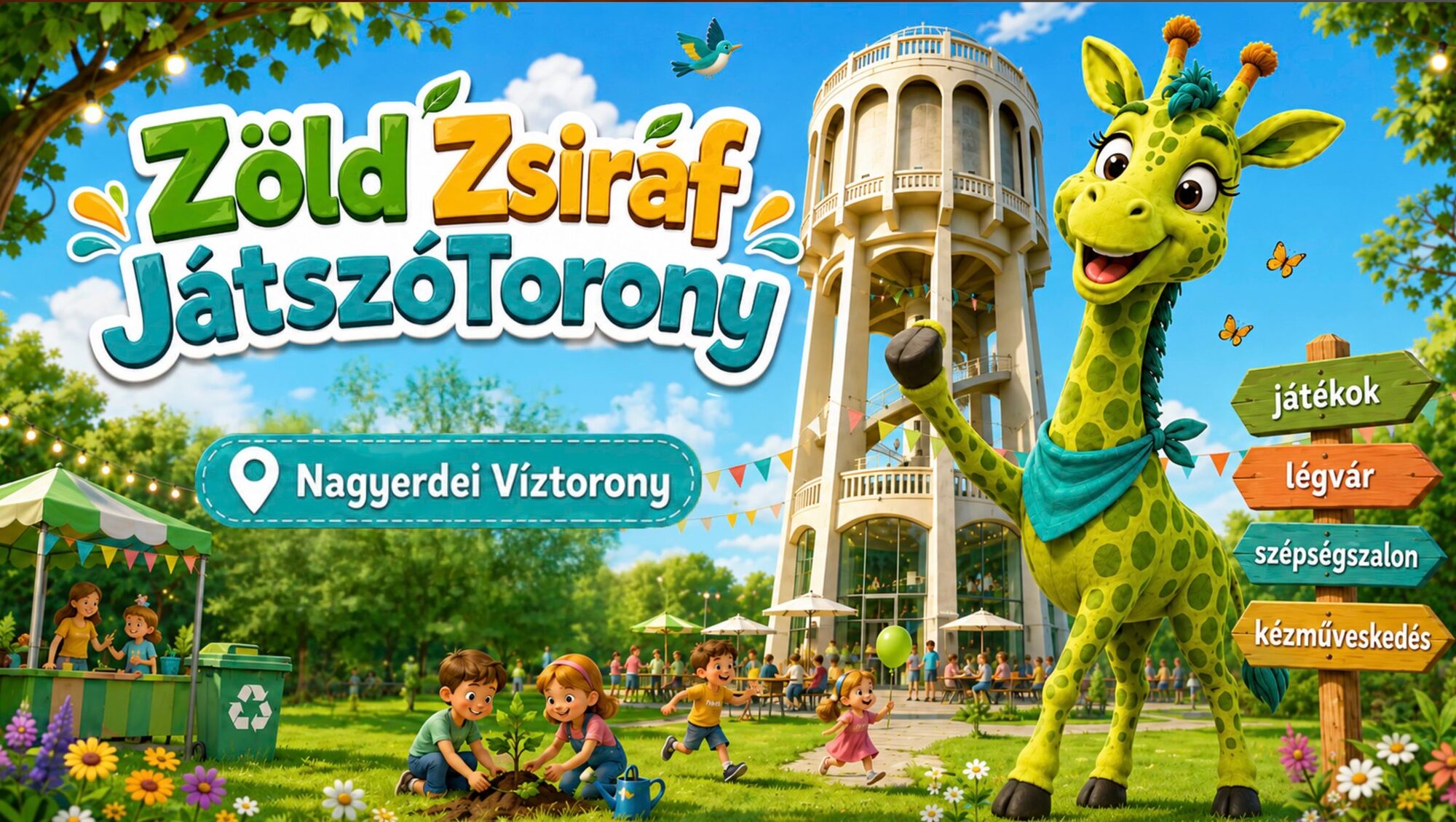 Zöld Zsiráf JátszóTorony