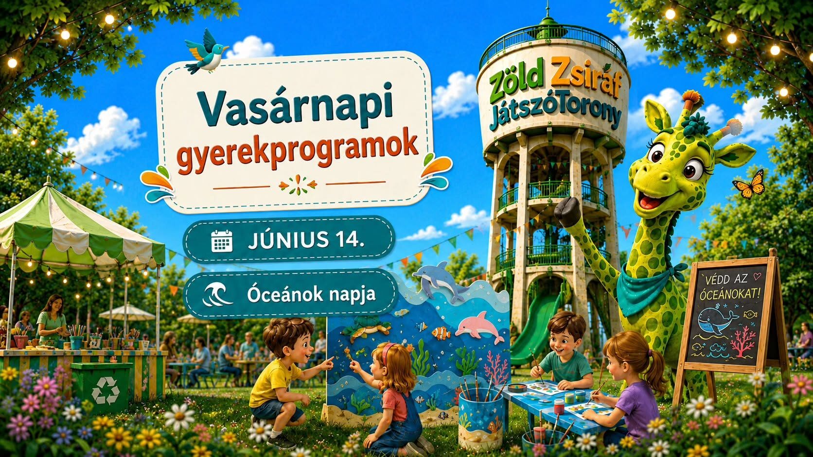 Zöld Zsiráf JátszóTorony