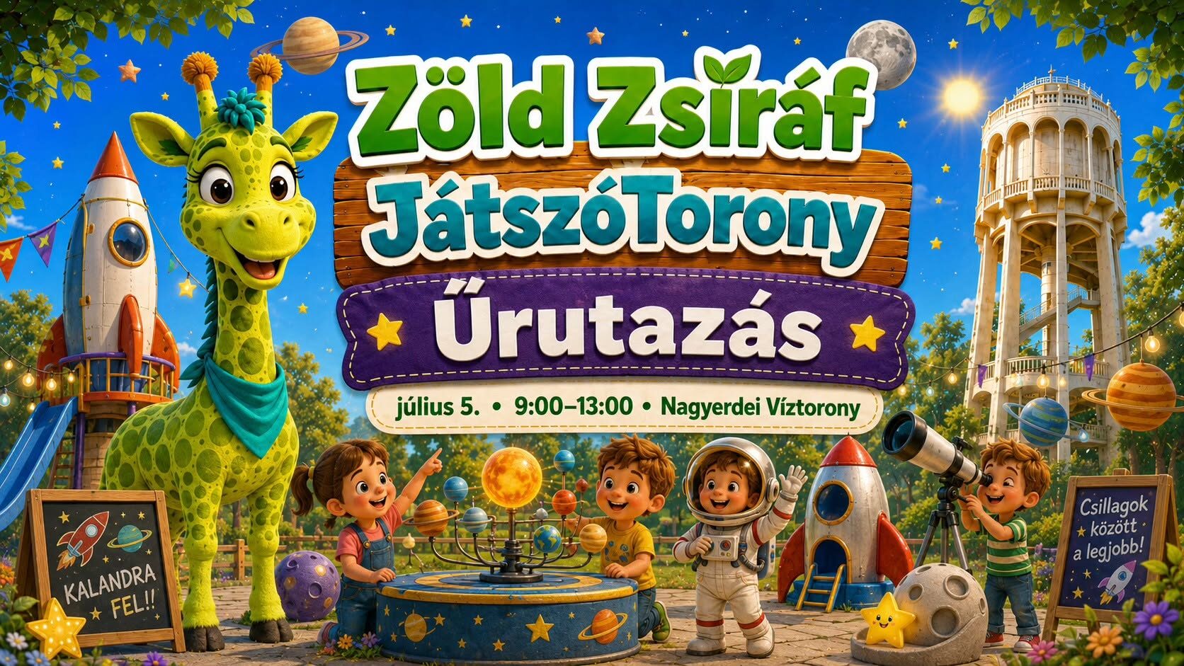 Zöld Zsiráf JátszóTorony – Űrutazás